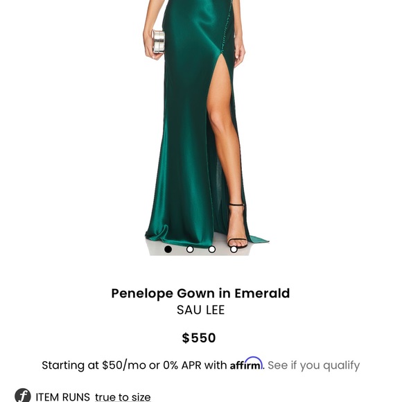 SAU LEE Penelope Gown in Emerald - sold out - Picture 3 of 6
